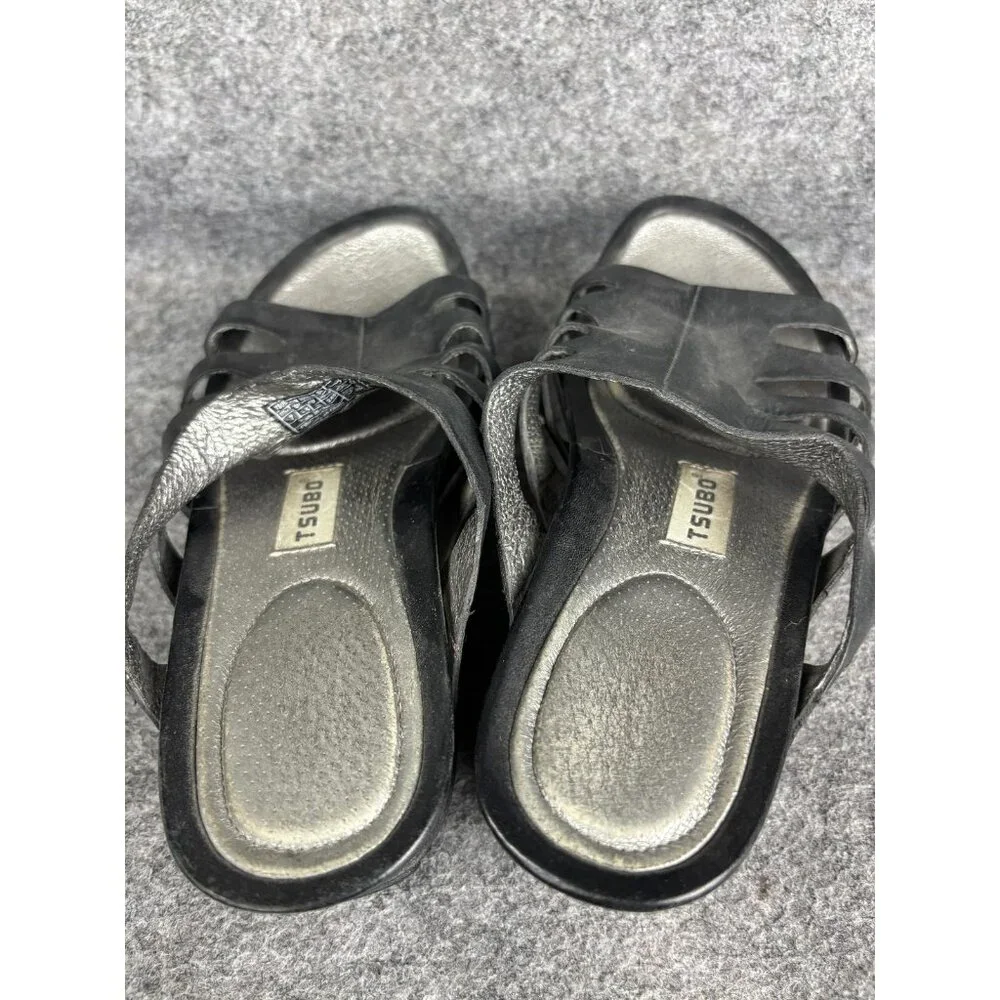 Tsubo Shoes Womens Size 7 Black Wedge Mule Sandals Platform Comfort SN-4239‎